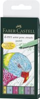 FABER-CASTELL India Ink Pitt Artist “B” Pastel Brush Pens (Set of 6, Multicolor)