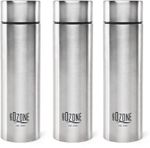 cello Ozone ISI Certified Single Wall Leakproof & Rustproof 1000 ml Stainless Steel Bottle (Pack of 3, Silver)