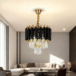 MURPHY Black Mamba Black & Gold Crystal Pendant Light with Metal Frame(300MM) Chandelier Ceiling Lamp (Black)