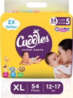 Cuddles – Super Pants Baby Diaper 2X Softer Super Dry Comfort Quick Max Absorption Upto 12 Hrs – XL (54 Pieces)