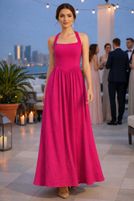 Honky Tonky Women Fit and Flare Pink Maxi/Full Length Dress
