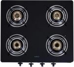 Elica 594 Ct Vetro Black Glass Manual Gas Stove (4 Burners)