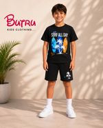 BUTRUKIDS Boys Casual T-shirt Shorts (Black, Pack of 2)