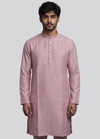 Punya Self Design Jacquard Straight Kurta for Men (Pink)