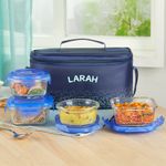 Larah Glassware Speckle Blue Universal Borosilicate Glass Lunchbox