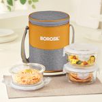 Zest Borosilicate Glass Lunchbox, 3pc Square Set (400ml Each), Of…more