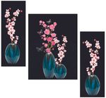 WALLSTOXX Set Of 3 Flower Pot Self Adhesive 12 Inch X 18 Inch MDF Wall Art Painting Digital Reprint 18 inch x 12 inch Painting (Without Frame, Pack of 3)