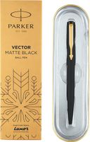 PARKER Vector Matte Black, Gold Trim Ball Pen (Ink Color – Blue)