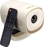ZEBRONICS PixaPlay 72 Plus (4000 lm / Wireless) Portable Smart Projector, Up to 304cm Screen, FHD 1080p Support, 4000 Lumens, Auto Keystone, 200 Tilt, 30,000h LED Lamp, Dual Band WiFi, BT v5.4, HDMI ARC, Miracast, Remote Control Projector (Beige)