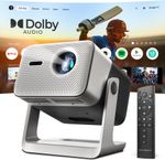 CrossBeats Lumex Vista (18500 lm / 2 Speaker / Wireless / Remote Controller) Portable with 1200 ANSI Lumens, 1080p Native&4K Support, Official Dolby Audio, Android TV, Auto Focus&6D Auto Keystone, Up to 300-inch Display Projector (White)
