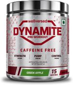 Wellversed Dynamite Pre-Workout Caffeine Free 15 Servings | For Late Evening & Night Workouts Pre Workout (195 g, Green Apple)