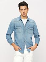 Pepe Jeans Men Regular Fit Solid Spread Collar Casual Shirt