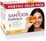 Santoor PureGlo Glycerine Bathing Bar Soap with Almond Oil for Nourished & Glowing Skin (3 x 125 g)