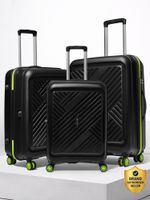 ALFA by VIP Hard Body Set of 3 Luggage 8 Wheels – Rhino Strong Hard Side Luggage | Trolley Bag With Flushed Combination Lock – Black, Green