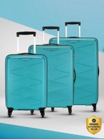 Kamiliant by American Tourister Hard Body Set of 3 Luggage 4 Wheels – (Small 55Cm |Medium 68Cm| Large 79Cm)Combination Lock-Triprism – Blue