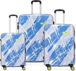 SKYBAGS Hard Body Set of 3 Luggage 8 Wheels – Stroke Neo Printed Hard Side Trolley Bag Lightweight, Stylish Travel Luggage – Blue