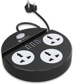 Portronics Power Plate 5 3  Socket Extension Boards (Black, 1.5 m, With USB Port)