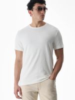 JACK & JONES Men Solid Round Neck Cotton Blend White T-Shirt