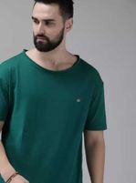 Roadster Men Solid Scoop Neck Polycotton Green T-Shirt
