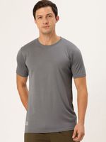 SPORTS 52 WEAR Men Solid Round Neck Polyester Grey T-Shirt