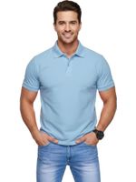 METRONAUT Solid Men Polo Neck Polycotton Light Blue T-Shirt