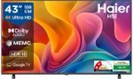 Haier 108 cm (43 inch) Ultra HD (4K) LED Smart Google TV 2025 Edition with Voice Assistance Remote Control |HDR10 | MEMC | Dolby Audio| Total Sonic |Chromecast Built-in| Dual Band Wi-Fi |2GB RAM + 32GB ROM (43H5E)