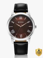 Titan Karishma Brown Dial Black Leather Strap Analog Watch  – For Men 1899SL02