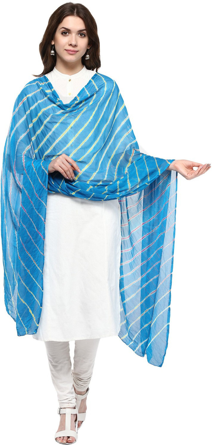 Image of mansicreation10 Chiffon Printed Blue Women Dupatta