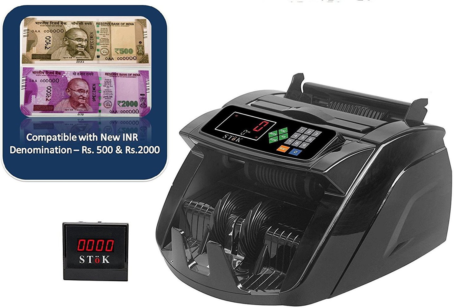 Image of Godrej Turbo Bundle Note Counting Machine, Speedly Vacuum Counter with Dual LED Display Note Counting Machine (Counting Speed - 1200 notes /min)