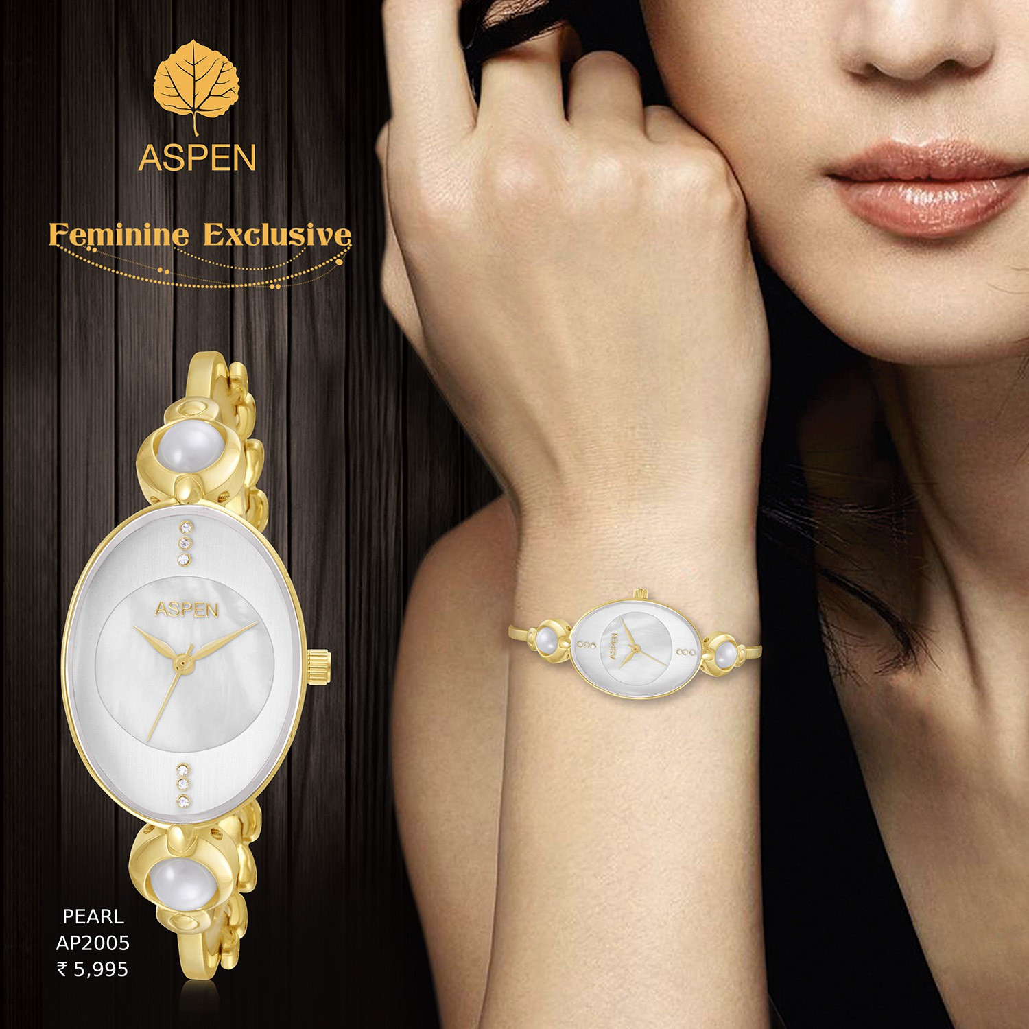 Image of Aspen Ionic Gold Plating Analog Watch - For Women AP2005