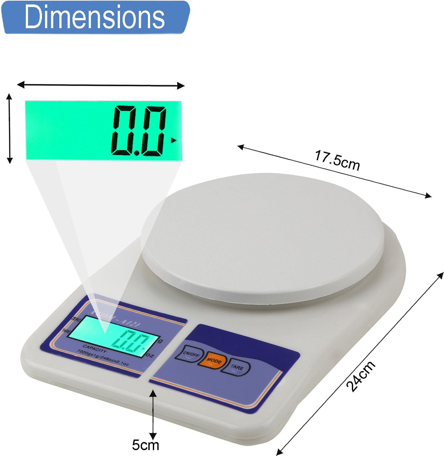 Image of ATOM A121 Economy Kitchen Weighing Scale (White)