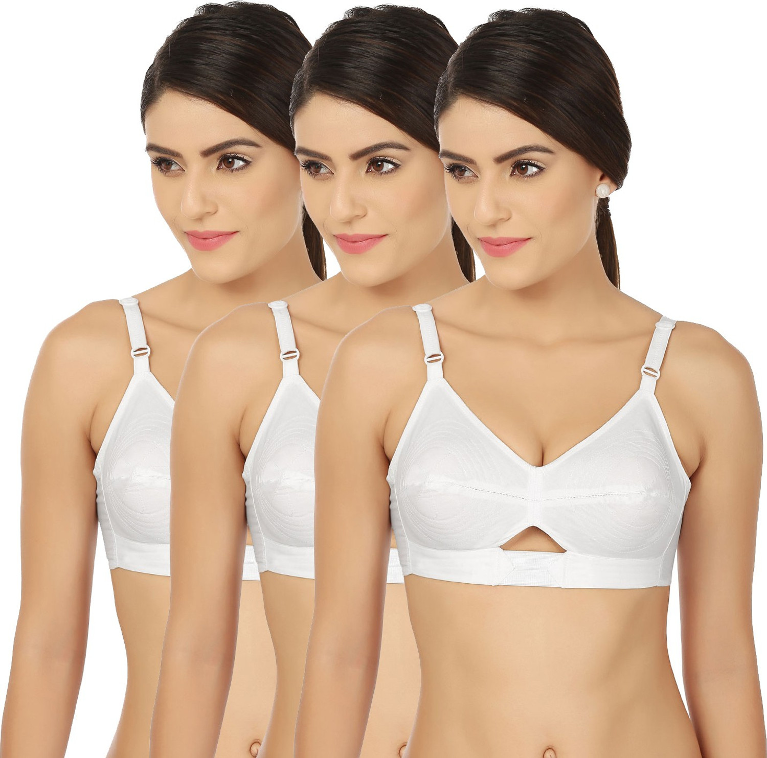Image of Eve's Beauty Pack of 2 Women Full Coverage Bra (White, Beige)