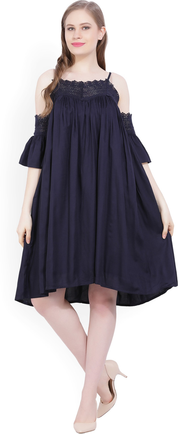 Image of Oomph! Women Ruffled Purple Midi /Calf Length Dress