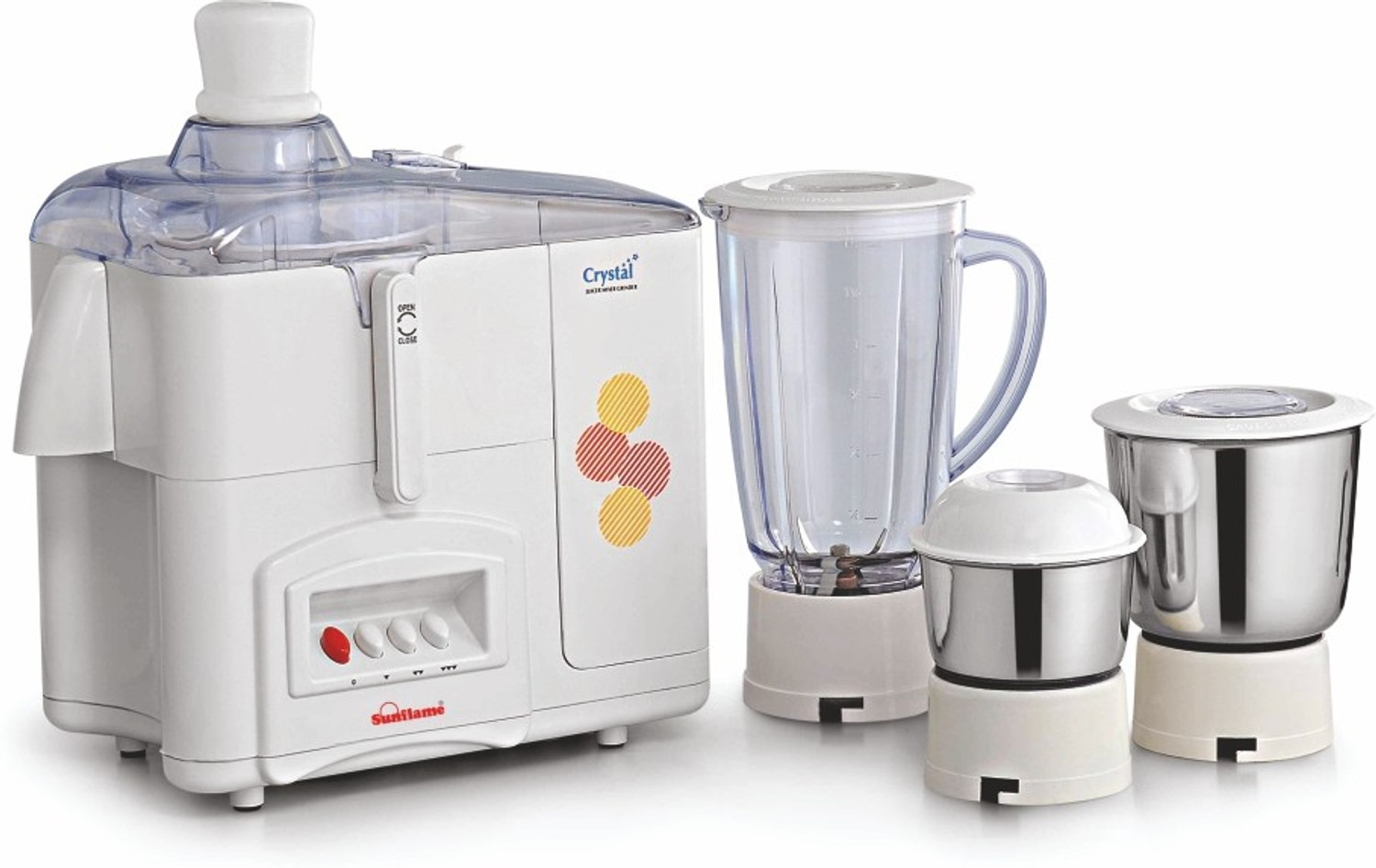 Image of Sunflame CRYSTAL 3 JARS 500 W Juicer Mixer Grinder (Crystal | 3 Jars | White)
