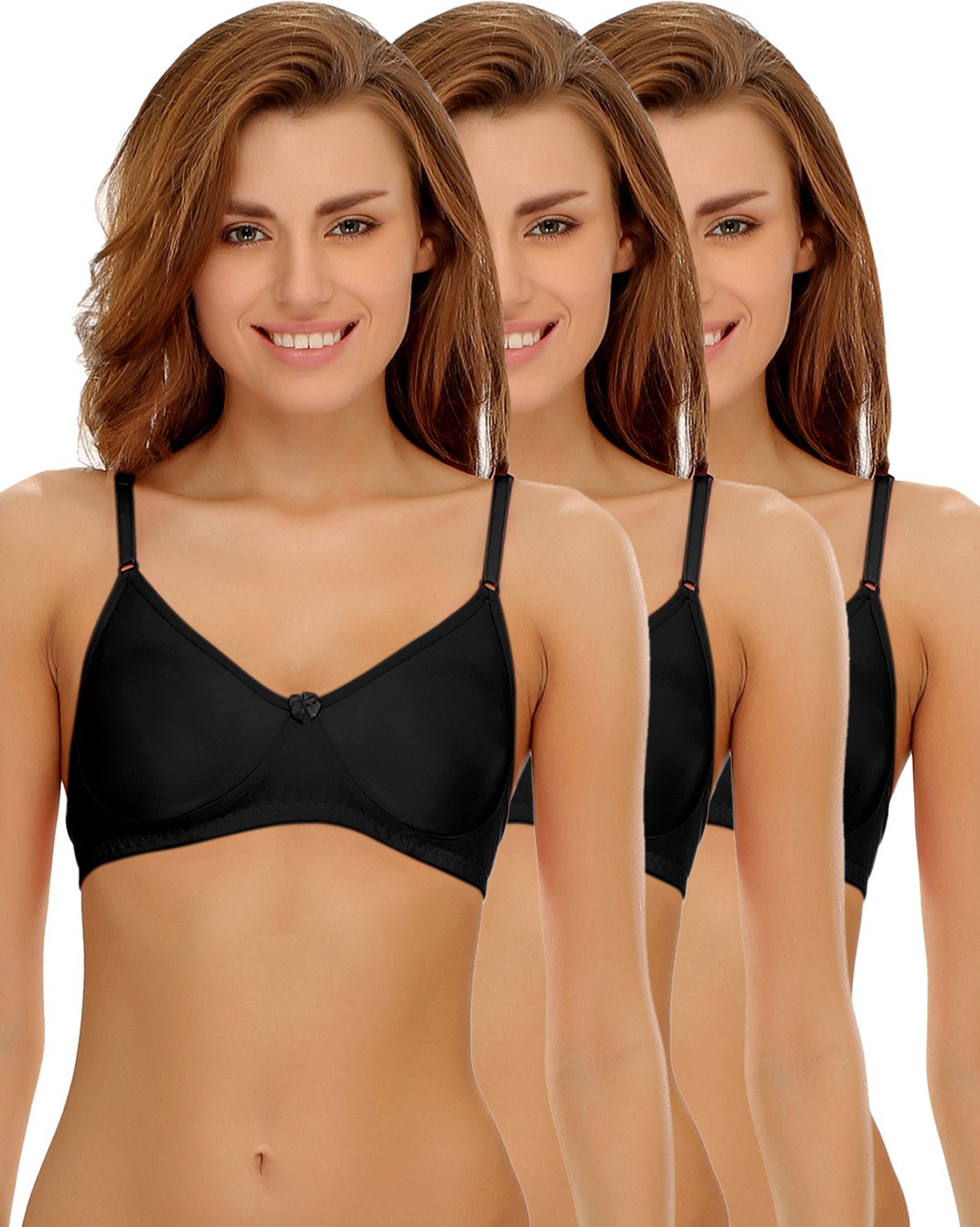 Image of Clovia Pack of 3 Women Full Coverage Non Padded Bra (Multicolor)