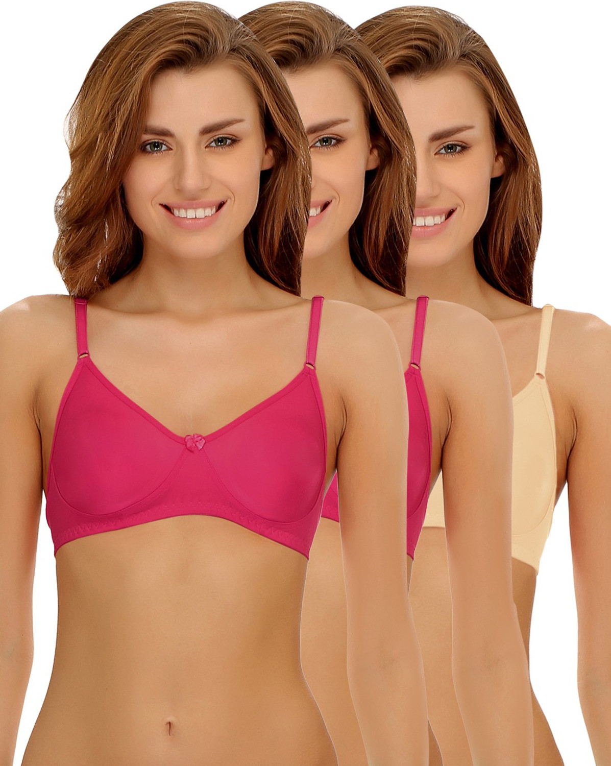Image of Clovia Pack of 3 Women Full Coverage Non Padded Bra (Multicolor)