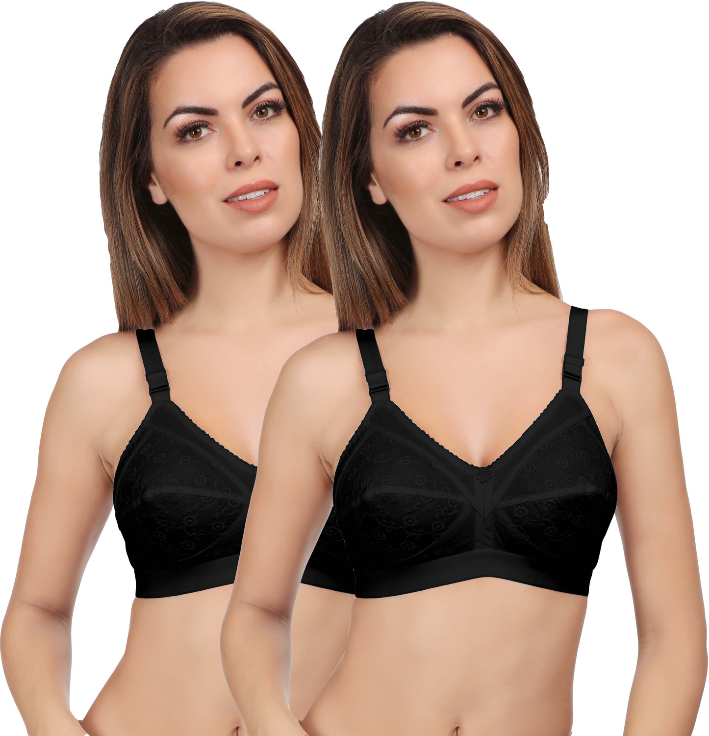 Image of Eve's Beauty Pack of 3 Women Full Coverage Bra (White, Black, Beige)