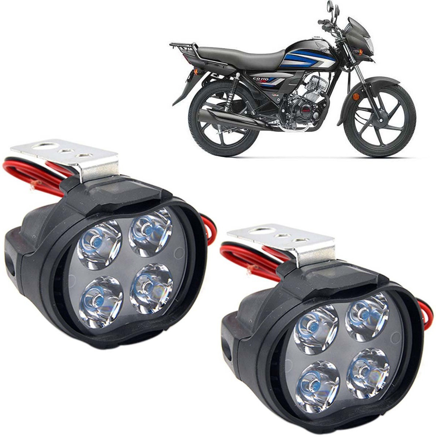 Image of automunk AM G16 Light with red devils eye Fog Lamp Car, Motorbike LED (12 V, 48 W) (Universal For Bike, Pack of 2)