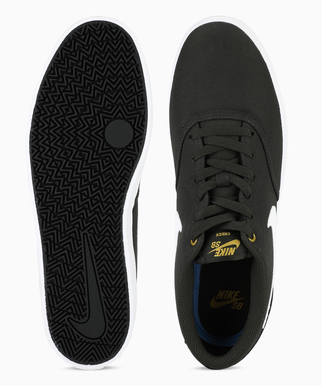 Image of NIKE Sb Check Solar Cnvs Sneakers For Unisex (Green , 10 UK /India)