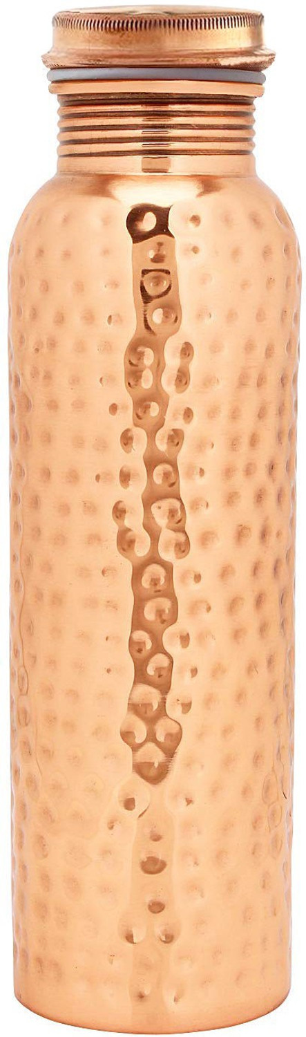 Image of GOLDEN VALLEY Hammered Copper Water Bottle with leakproof lid seamless 1 litre 1000 ml Copper Bottle (Pack of 1, Copper)