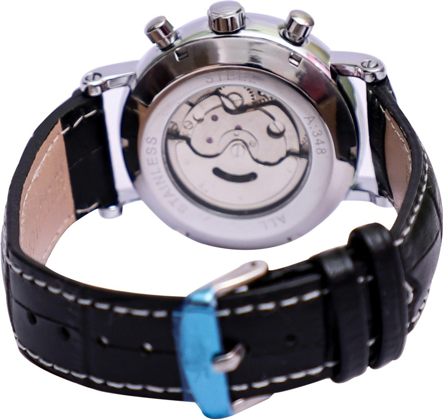 Image of JARAGAR Luxury Unisex Genuine Men Mechanical Automatic White 3D dial Diamond Blue Hands 24 Hour Week Date Wrist Analog Watch - For Men & Women JAG6348