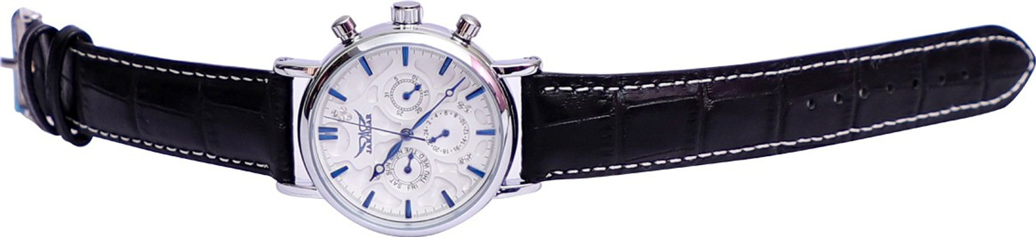 Image of JARAGAR Luxury Unisex Genuine Men Mechanical Automatic White 3D dial Diamond Blue Hands 24 Hour Week Date Wrist Analog Watch - For Men & Women JAG6348