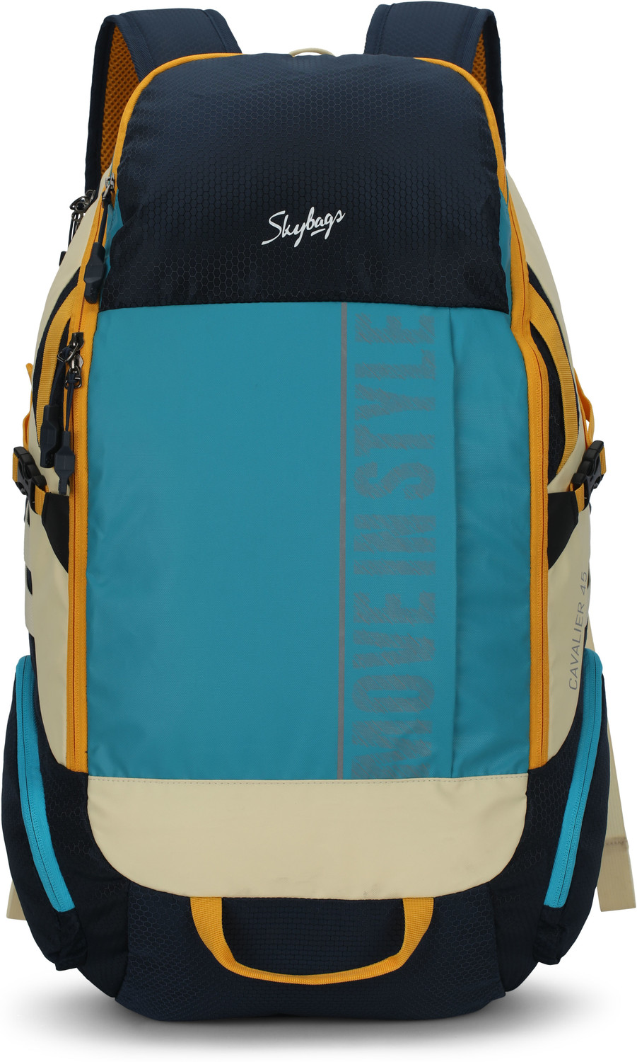 Image of SKYBAGS Large 45 L Laptop Backpack CAVALIER 45L LAPTOP BACKPACK BLUE (Blue, Beige, Black)