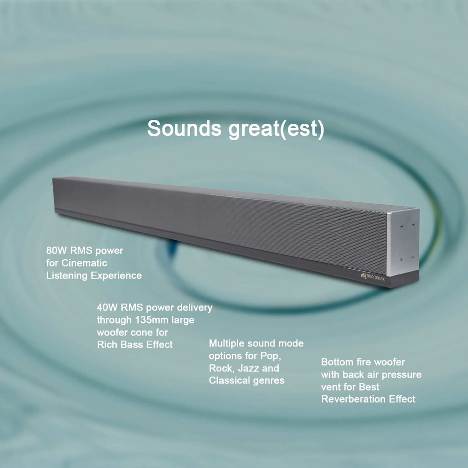 Image of Micromax SB90M 80 W Bluetooth Soundbar (Grey, 2.1 Channel)