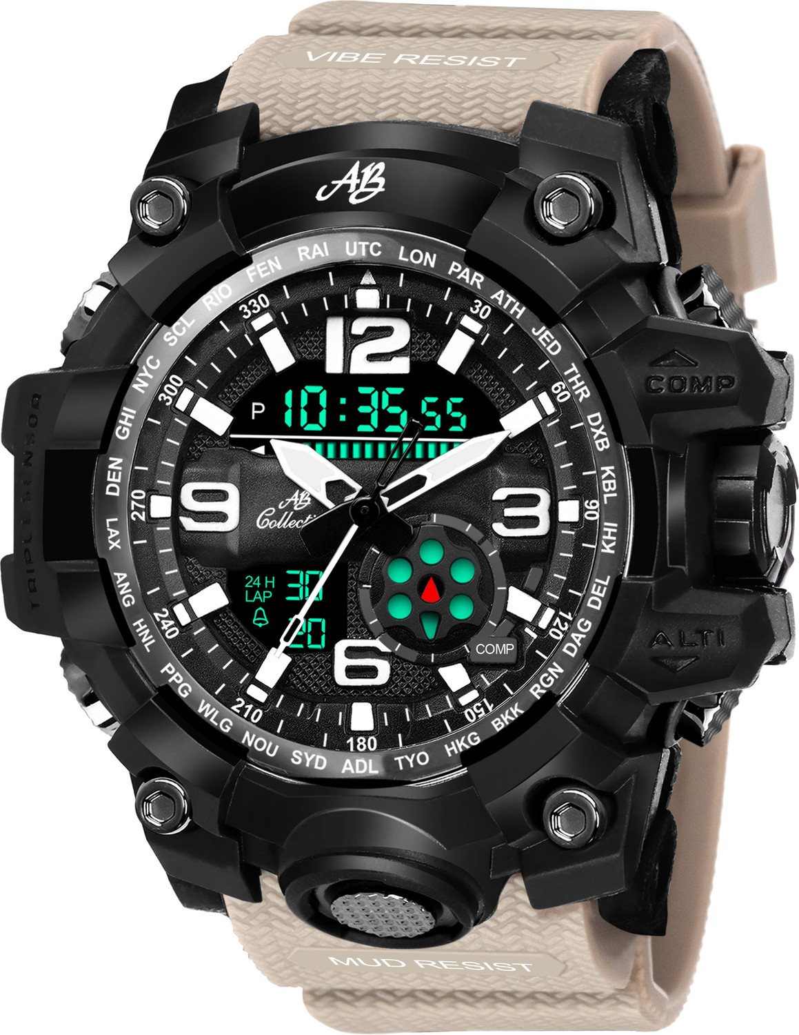 Image of Kenneth Cole Reaction Digi-Analog Men's Green Dial Watch Analog-Digital Watch - For Men KRWGP0069106