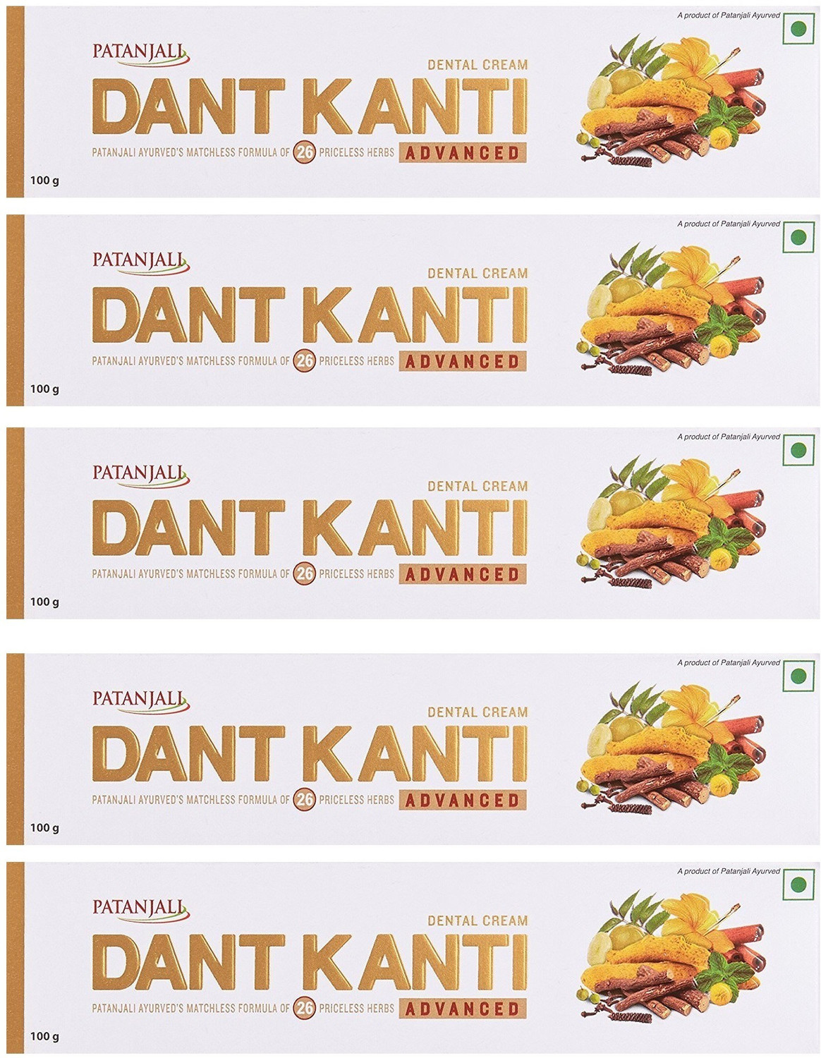Image of PATANJALI Dant Kanti Fresh Active Gel Toothpaste (45 g, Pack of 5)