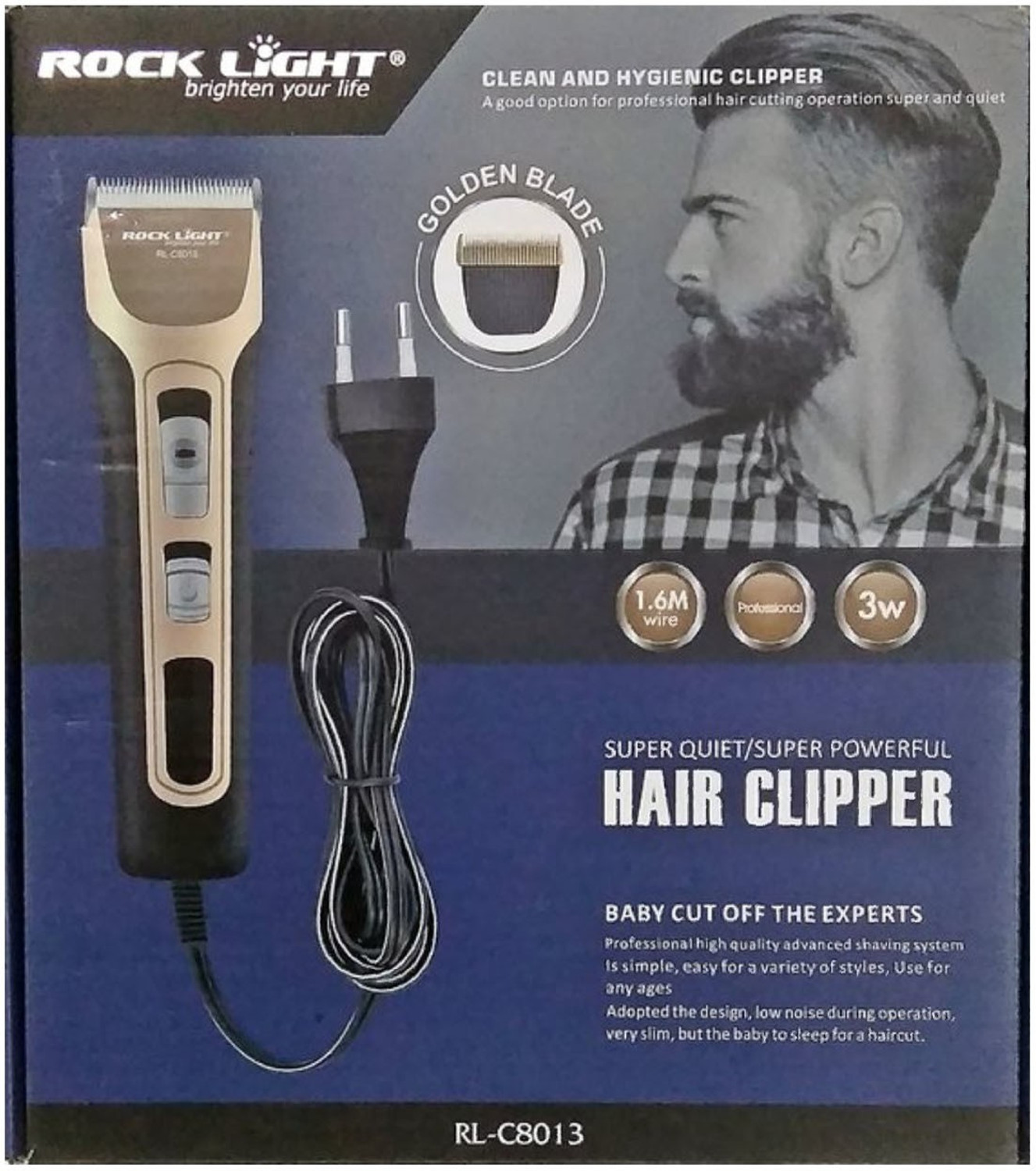 Image of Rocklight RL-C8013 PROFESSIONAL QUALITY Corded Grooming Kit (Gold) Trimmer 45 min Runtime 4 Length Settings (Gold)