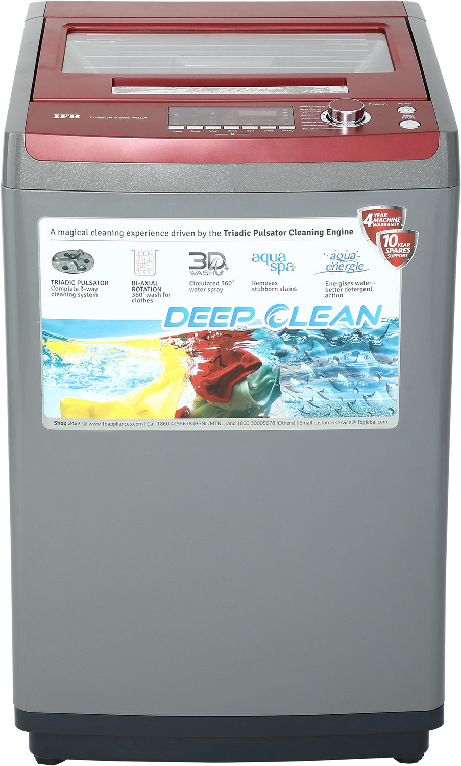 Image of IFB 6.5 kg 5 Star Aqua Conserve Lint Tower Filter, Hard Water Wash Fully Automatic Top Load Red (TL- SDR /SSDR 6.5 KG Aqua)