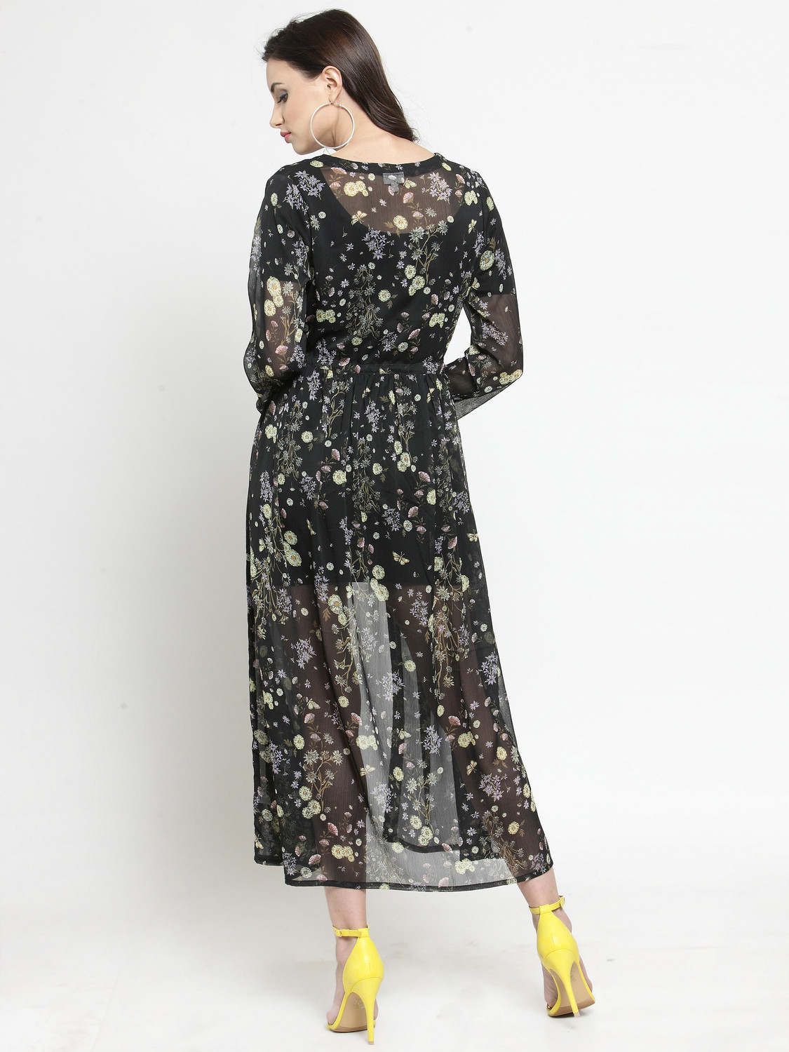 Image of Sera Women Longline Full Sleeve Black Shrug