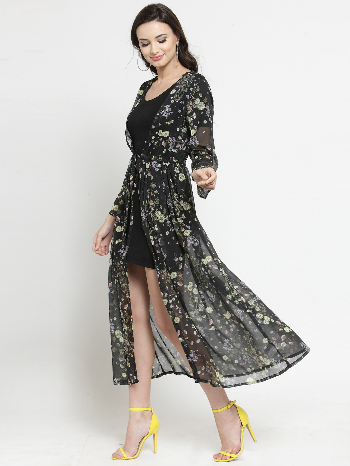 Image of Sera Women Longline Full Sleeve Black Shrug